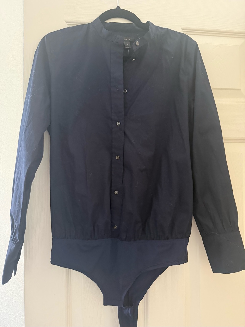 J. Crew Navy Button-Front Long-Sleeve Shirt Jacket Bodysuit